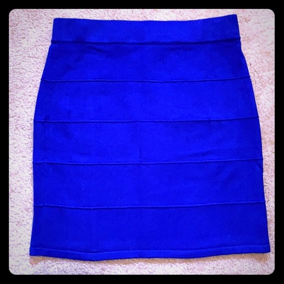 Bright Blue Bandage Style Mini Skirt. EUC. Circa 2011 - Picture 1 of 3